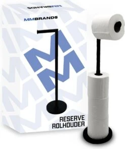MM Brands WC Rolhouder - Toiletrol Houder Staand - WC Papier Rollenhouder Zonder Boren - Zwart