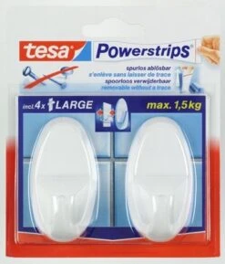 Tesa Powerstrips Haken Large - Wit - 2 Stuks -Badkamerartikelen Winkel 1027x1200