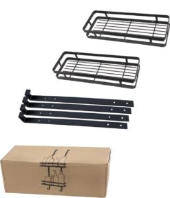 Merkloos Stainless Doucherek Zonder Boren - Douche- En Badrekje - Doucherek Zwart - Doucherek Hangend - Badkamer Accessoires - RVS - 2 Laags -Badkamerartikelen Winkel 1032x1200