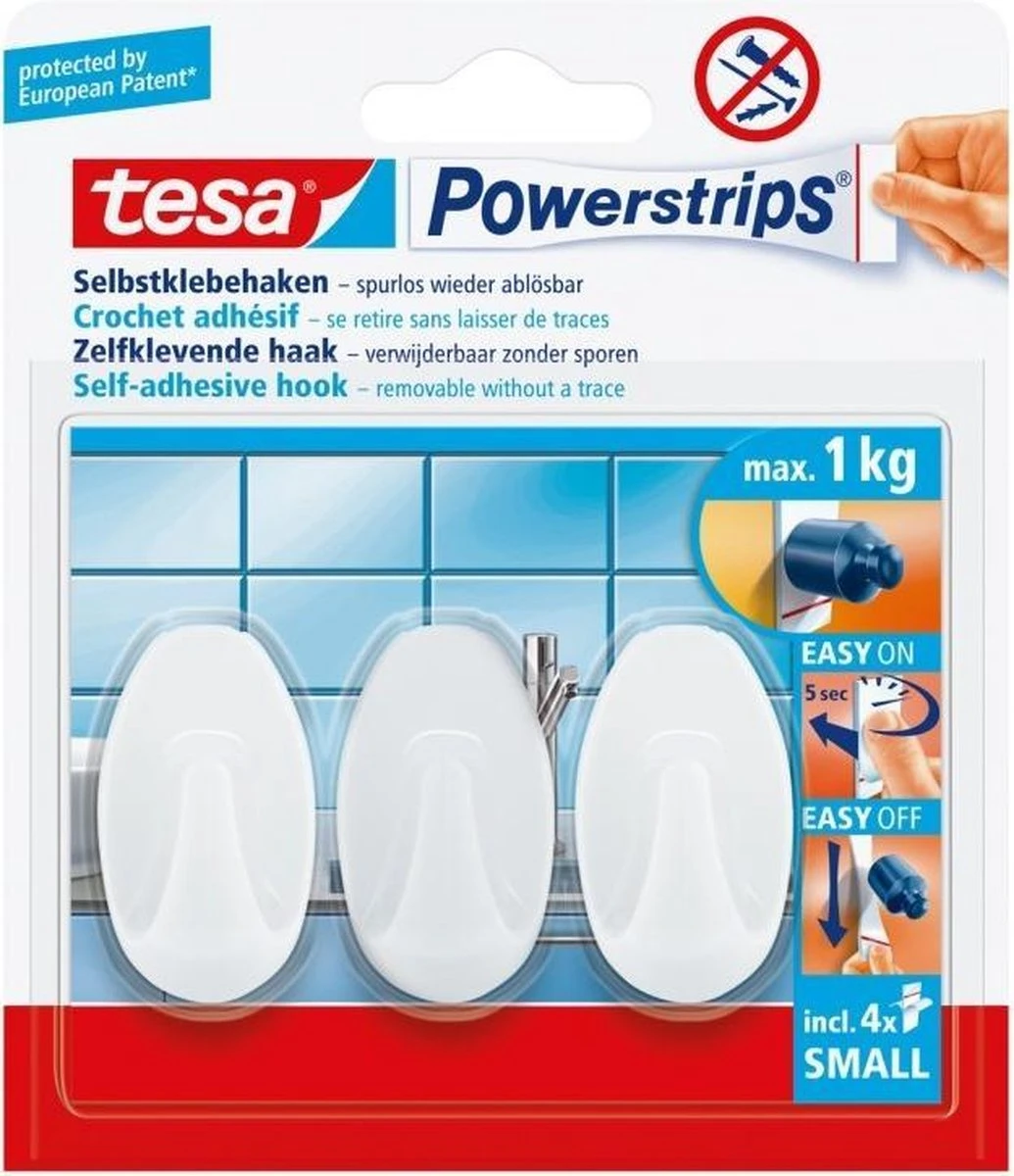 Tesa Powerstrips Small Ovaal - Wit 3 Stuks