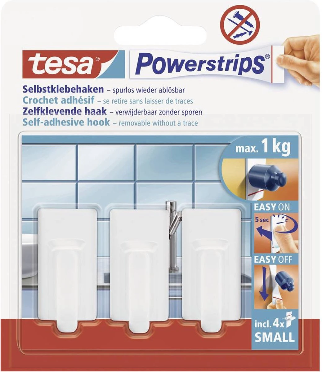 Tesa Powerstrips Haken Small - Wit - 3 Stuks 12 Tesa Powerstrips Haken Small - Wit - 3 Stuks - Afbeelding 10
