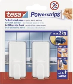 Tesa Powerstrips Haken Classic Large - Wit - 2 Stuks 20 Tesa Powerstrips Haken Classic Large - Wit - 2 Stuks -Badkamerartikelen Winkel 1039x1200