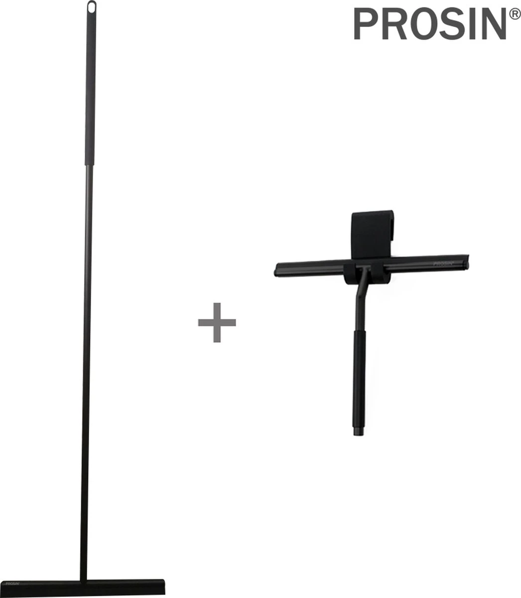 PROSIN - SET VAN VLOER + HANDWISSER - Raamwisser - Vloerwisser - Douchetrekker - Raamtrekker - Wisser - Mat Zwart - Wiper - Squeegee - Bathroom - Vloertrekker - Vloertrekker Met Steel - Floor Wiper - Aftrekker - RVS - Zwart - Design - Wisser 2 PROSIN - SET VAN VLOER + HANDWISSER - Raamwisser - Vloerwisser - Douchetrekker - Raamtrekker - Wisser - Mat Zwart - Wiper - Squeegee - Bathroom - Vloertrekker - Vloertrekker Met Steel - Floor Wiper - Aftrekker - RVS - Zwart - Design - Wisser