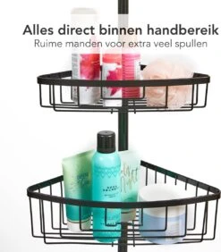 Ogoods Telescopisch Doucherek Inclusief 4 Manden - Zwart - Badkamerrek - Zonder Boren - In Hoogte Verstelbaar - Opbergsysteem -Badkamerartikelen Winkel 1051x1200 1
