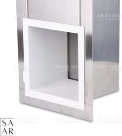 SAAR -Inbouw Toilet Reserve Rolhouder RVS - Met - MAT WIT - Inzetstuk , (uitneembaar) -72 X 20 X 13 Cm - Inbouwdiepte 12 Cm -Badkamerartikelen Winkel 1083x1200 3