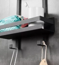 Doucherek Hangend - Ophangbaar Doucherek Matzwart - Twee Lagen - Badkamerrek - Doucherek Zonder Boren - 2 Laags - Badkamer Accessoires -Badkamerartikelen Winkel 1086x1200 2