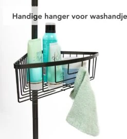 Ogoods Telescopisch Doucherek Inclusief 4 Manden - Zwart - Badkamerrek - Zonder Boren - In Hoogte Verstelbaar - Opbergsysteem -Badkamerartikelen Winkel 1092x1200 2