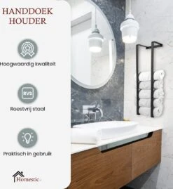 Homestic© Handdoekrek Zonder Boren - Antioch Stalen Handdoekhouder Voor In De Badkamer/Keuken/Camper/Tuin - 70x20x13 - Antraciet 14 Homestic© Handdoekrek Zonder Boren - Antioch Stalen Handdoekhouder Voor In De Badkamer/Keuken/Camper/Tuin - 70x20x13 - Antraciet -Badkamerartikelen Winkel 1101x1200