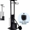 Mmoods Toiletbutler Zwart - WC Borstel Met Toiletrolhouder Vrijstaand - Toiletborstel Siliconen Industrieel Design Mmoods - Reserverolhouder Zonder Boren Staand Met Plankje RVS -Badkamerartikelen Winkel 1103x1200 3