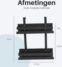 Doucherek Hangend - Ophangbaar Doucherek Matzwart - Twee Lagen - Badkamerrek - Doucherek Zonder Boren - 2 Laags - Badkamer Accessoires -Badkamerartikelen Winkel 1105x1200 1
