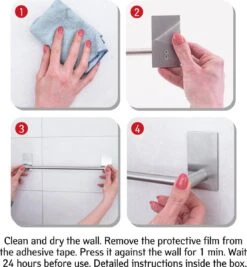 Tatkraft John - Zelkflevende Handdoekstang - Vaatdoek/Keukengerei/Handdoeken Stang Houder Rek Handdoekenrek Muur Steun - Wand Ophangsysteem Voor In De Keuken/Badkamer/Keukenkast - Handdoekrek Handdoekenstang - Zonder Boren - Geborsteld RVS - 40CM -Badkamerartikelen Winkel 1111x1200