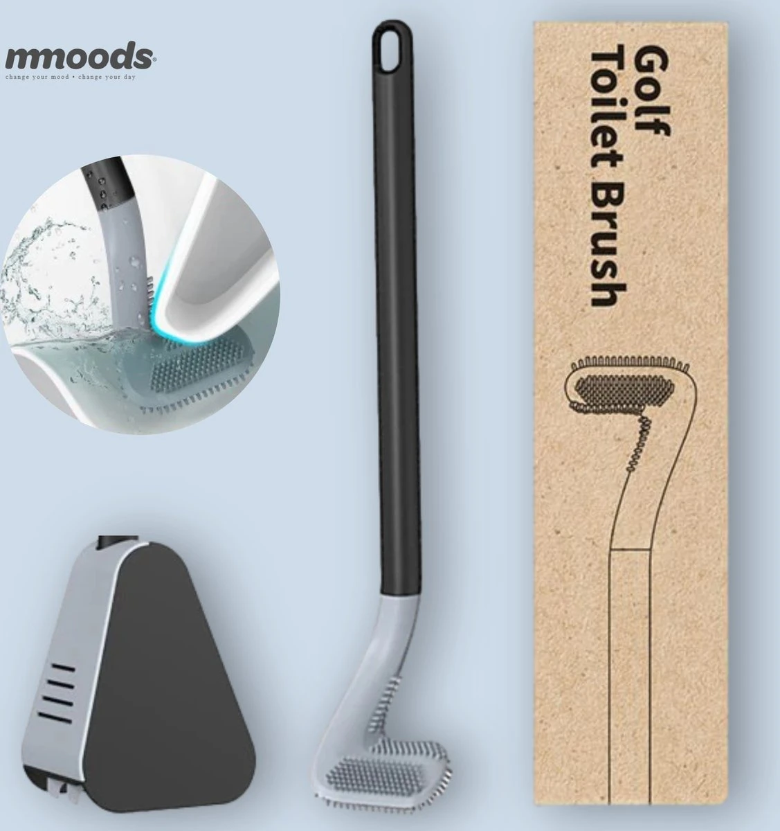 Mmoods Siliconen Golf Toiletborstel – WC Borstel Met Houder – Flexibele Siliconen WC Borstel – Antibacterieel – Hygiënisch – Zwart 3 Mmoods Siliconen Golf Toiletborstel – WC Borstel Met Houder – Flexibele Siliconen WC Borstel – Antibacterieel – Hygiënisch – Zwart