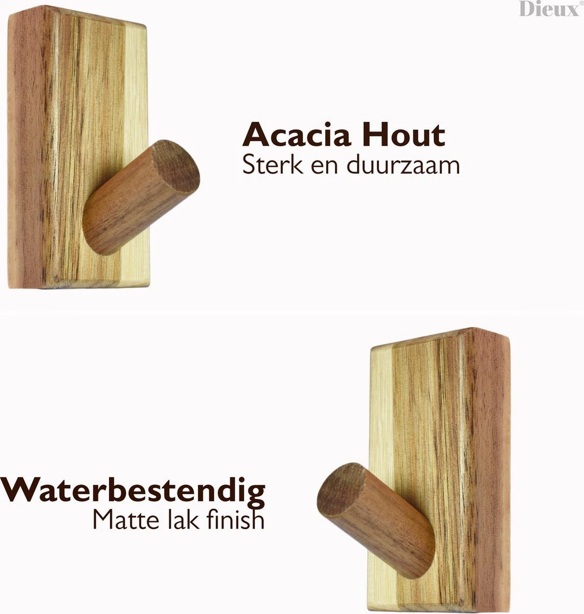 Dieux® - Luxe Handdoekhaakjes Zelfklevend - Handdoekhouder - Wandhaak - Acaciahout Haken - Zelfklevende Haakjes - Handdoeken - Handdoekrek - Badkamer - Keuken - Pasen 7 Dieux® - Luxe Handdoekhaakjes Zelfklevend - Handdoekhouder - Wandhaak - Acaciahout Haken - Zelfklevende Haakjes - Handdoeken - Handdoekrek - Badkamer - Keuken - Pasen - Afbeelding 5