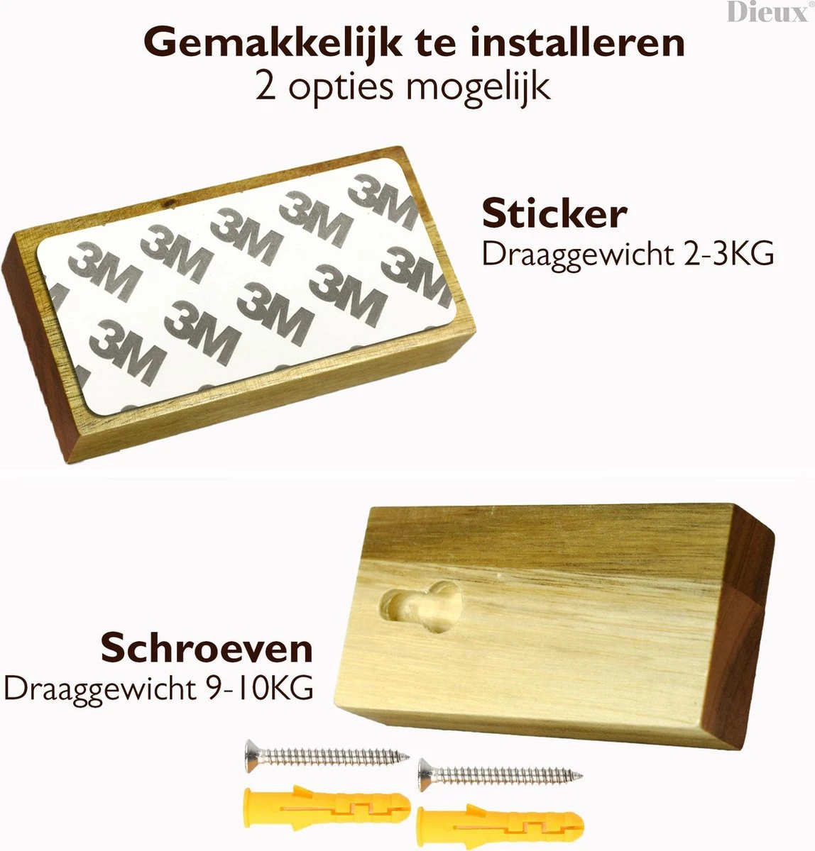 Dieux® - Luxe Handdoekhaakjes Zelfklevend - Handdoekhouder - Wandhaak - Acaciahout Haken - Zelfklevende Haakjes - Handdoeken - Handdoekrek - Badkamer - Keuken - Pasen 5 Dieux® - Luxe Handdoekhaakjes Zelfklevend - Handdoekhouder - Wandhaak - Acaciahout Haken - Zelfklevende Haakjes - Handdoeken - Handdoekrek - Badkamer - Keuken - Pasen - Afbeelding 3