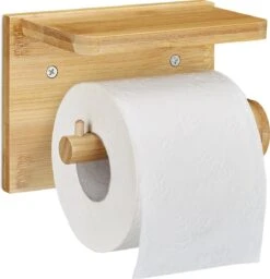 Relaxdays Toiletrolhouder Met Plankje - Wc-rolhouder Bamboe - Rolhouder Toilet - Hout -Badkamerartikelen Winkel 1156x1200