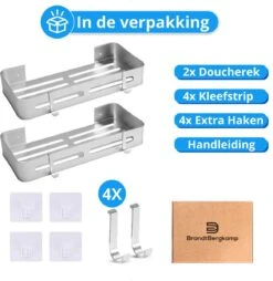 BrandtBergkamp RVS Doucherek 2 Laags – Zonder Boren – Doucherekje Hangend – Badkamerrek Zilver -Badkamerartikelen Winkel 1166x1200 4