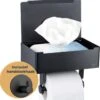 Toiletrolhouder Zwart Met Plankje En Bakje - Zonder Boren - Wc Rolhouder Zelfklevend - Inclusief Extra Handdoekhaak -Badkamerartikelen Winkel 1168x1200