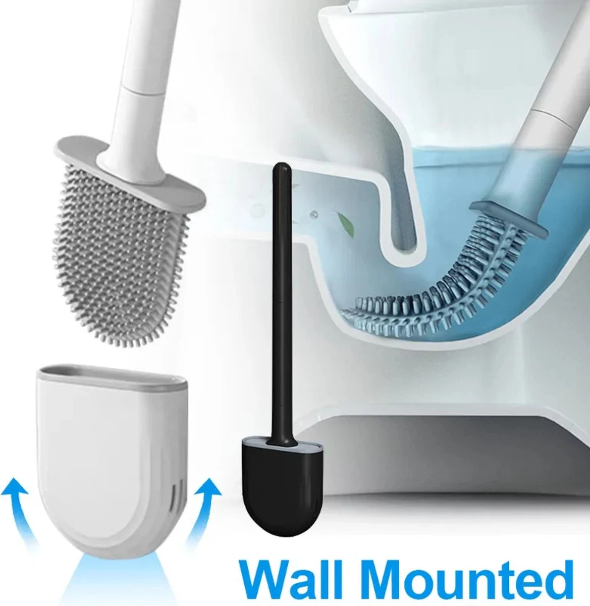 WC Borstel Met Houder – Toiletborstel – Siliconen – Hangend – Zwart 5 WC Borstel Met Houder – Toiletborstel – Siliconen – Hangend – Zwart - Afbeelding 3