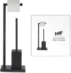VDN Stainless Wc Rolhouder Staand - Wc Borstel Met Houder Zwart - Toiletrolhouder En Toiletborstel Met Houder - Vierkant - RVS - 2 In 1 -Badkamerartikelen Winkel 1170x1200