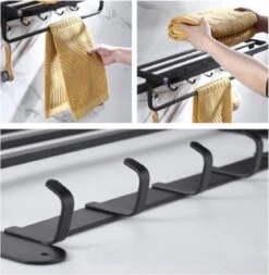 Handdoekrek – Handdoekenrek Badkamer – Badkamerrek – Doucherek – Handdoekhouder – Handdoekrek Badkamer – 60cm – Zwart -Badkamerartikelen Winkel 1170x1200 3