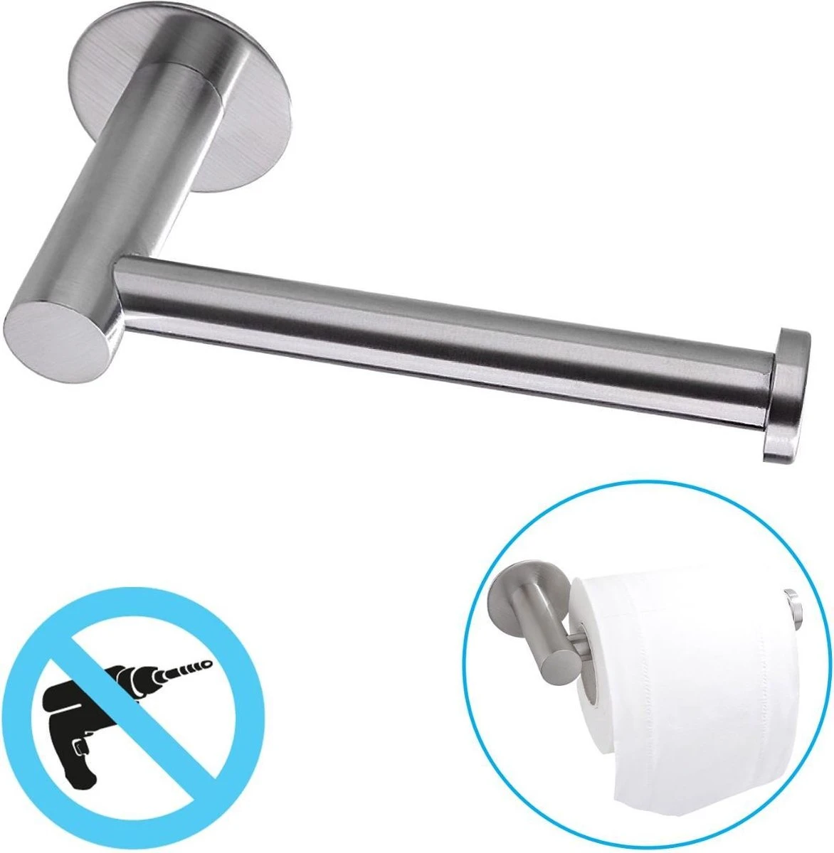 Sanics WC Rolhouder Zonder Boren - Toiletrolhouder Zelfklevend - Closetrolhouder Zilver/RVS 3 Sanics WC Rolhouder Zonder Boren - Toiletrolhouder Zelfklevend - Closetrolhouder Zilver/RVS