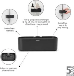 Brabantia ReNew Doucherek - Zonder Boren - Dark Grey 13 Brabantia ReNew Doucherek - Zonder Boren - Dark Grey -Badkamerartikelen Winkel 1173x1200 7