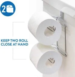 Wonderworker Clever - Hangende RVS Toiletpapier Houder - WC Rolhouder Hangend Verchroomd - Closetrolhouder - Reserverolhouder - WC Rol Houder - Dubbele Closetrolhouder - Zonder Boren & Schroeven - Geschikt Voor Toiletpot/Over De Deur - Verchroomd -Badkamerartikelen Winkel 1174x1200 1