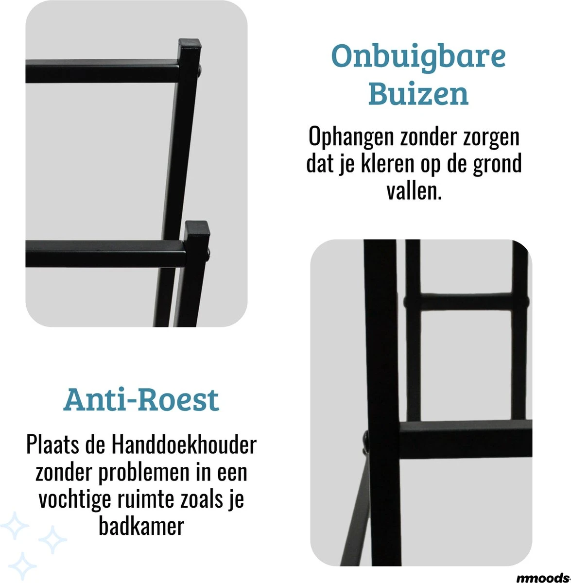 Mmoods XL Handdoekrek 2 Baren Badkamer Zwart - 25 X 50 X 86 Cm - Handdoekenrek Staand Keuken - Handdoekhouder Vrijstaand 2 Dragers 5 Mmoods XL Handdoekrek 2 Baren Badkamer Zwart - 25 X 50 X 86 Cm - Handdoekenrek Staand Keuken - Handdoekhouder Vrijstaand 2 Dragers - Afbeelding 3