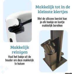 Mmoods Toiletbutler Zwart - WC Borstel Met Toiletrolhouder Vrijstaand - Toiletborstel Siliconen Industrieel Design Mmoods - Reserverolhouder Zonder Boren Staand Met Plankje RVS -Badkamerartikelen Winkel 1177x1200 4