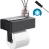 Merkloos Toti - Wc Rolhouder - Opbergvak- Zwart - Met Plankje - Zelfklevend/boren/zonder Boren - Toiletrolhouder -Badkamerartikelen Winkel 1178x1200 1