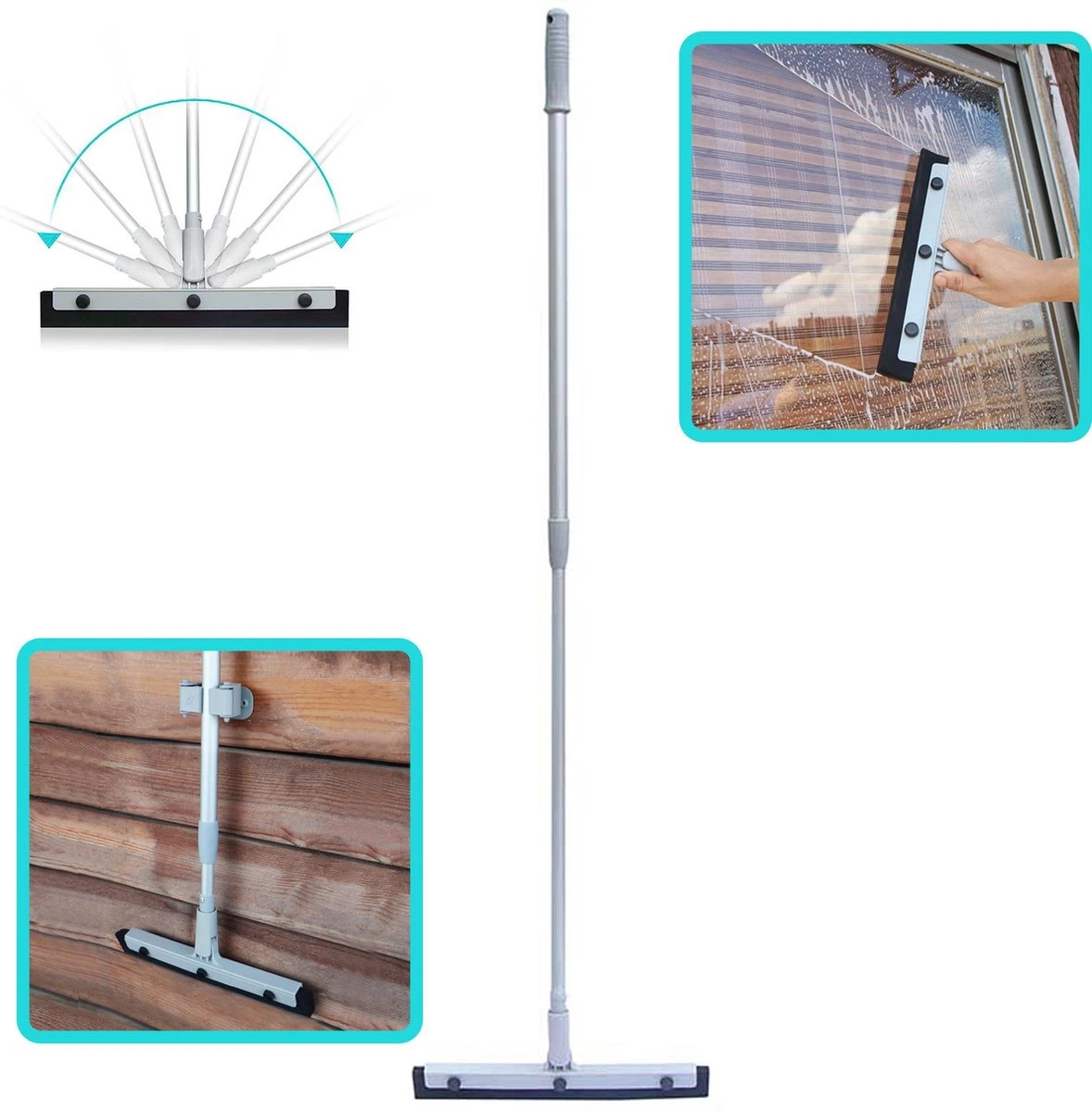 Vitamo™ Premium 2-in-1 Badkamer Vloerwisser Lang Met Ophangsysteem - Douchewisser Met Afdraaibare Wisser - Raamwisser - 180° Draaiend - Uitschuifbaar 70/125 CM - Grijs 3 Vitamo™ Premium 2-in-1 Badkamer Vloerwisser Lang Met Ophangsysteem - Douchewisser Met Afdraaibare Wisser - Raamwisser - 180° Draaiend - Uitschuifbaar 70/125 CM - Grijs