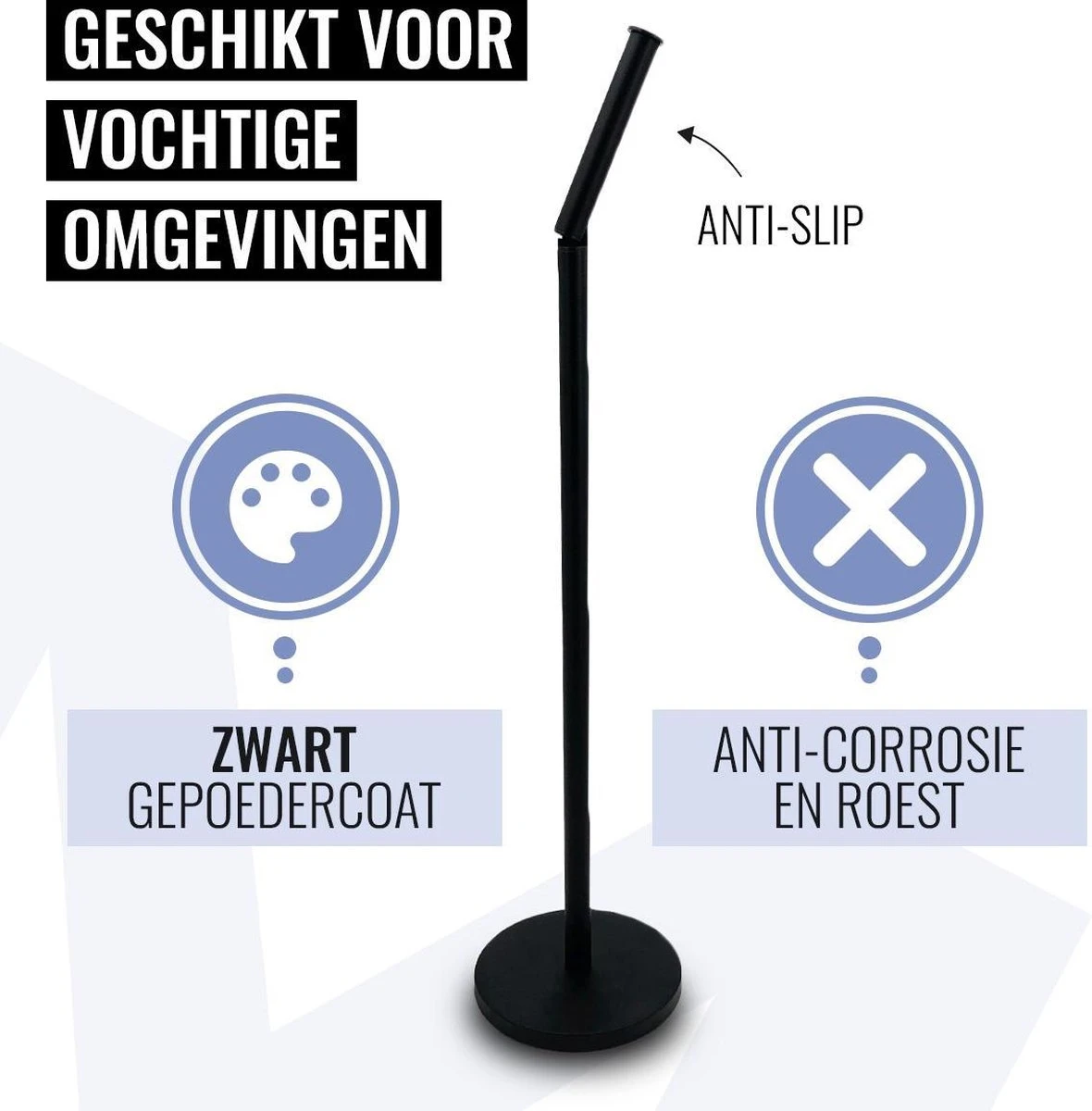 MM Brands WC Rolhouder - Toiletrol Houder Staand - WC Papier Rollenhouder Zonder Boren - Zwart 6 MM Brands WC Rolhouder - Toiletrol Houder Staand - WC Papier Rollenhouder Zonder Boren - Zwart - Afbeelding 4