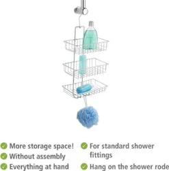 WENKO Doucherek Nivala 3-laags Chroom - Doucherek Zonder Boren - Doucherek Hangend 18 WENKO Doucherek Nivala 3-laags Chroom - Doucherek Zonder Boren - Doucherek Hangend -Badkamerartikelen Winkel 1184x1200 5