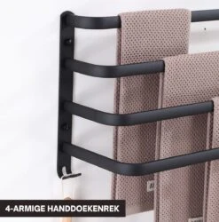 Merkloos Handdoekrek 4-armig | Handdoekrek Badkamer | Handdoekrek Zwart | Handdoekstang | Handdoekhouder | Handdoekenrek | Badkamer Accessoires Zwart | Inclusief Montage | Matte Zwart Collection 2022 -Badkamerartikelen Winkel 1186x1200