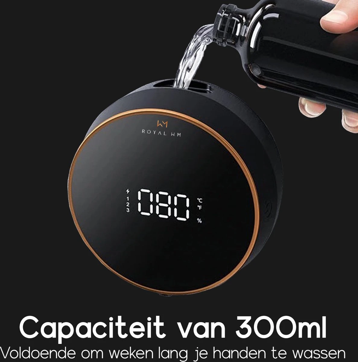 Royal WM - Automatische Zeepdispenser - 300ml - Zwart - Wandmontage - Sensor 10 Royal WM - Automatische Zeepdispenser - 300ml - Zwart - Wandmontage - Sensor - Afbeelding 8