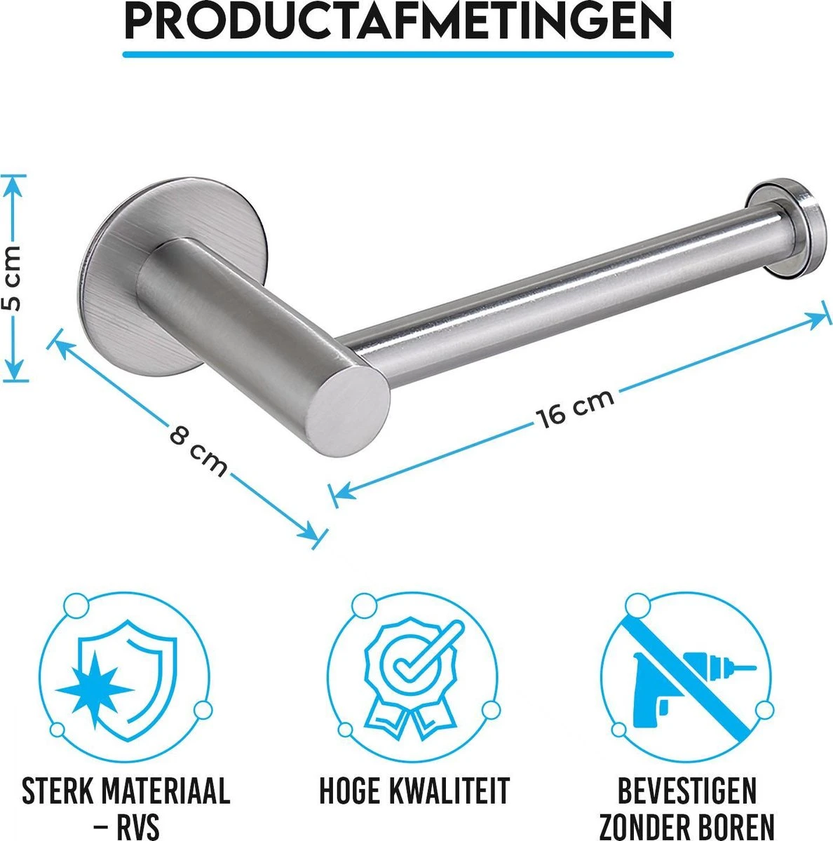 Sanics WC Rolhouder Zonder Boren - Toiletrolhouder Zelfklevend - Closetrolhouder Zilver/RVS 4 Sanics WC Rolhouder Zonder Boren - Toiletrolhouder Zelfklevend - Closetrolhouder Zilver/RVS - Afbeelding 2