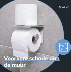 Sanics WC Rolhouder Zilver – Toiletrolhouder Zonder Boren – Met Plankje - Zelfklevend - RVS -Badkamerartikelen Winkel 1189x1200 2