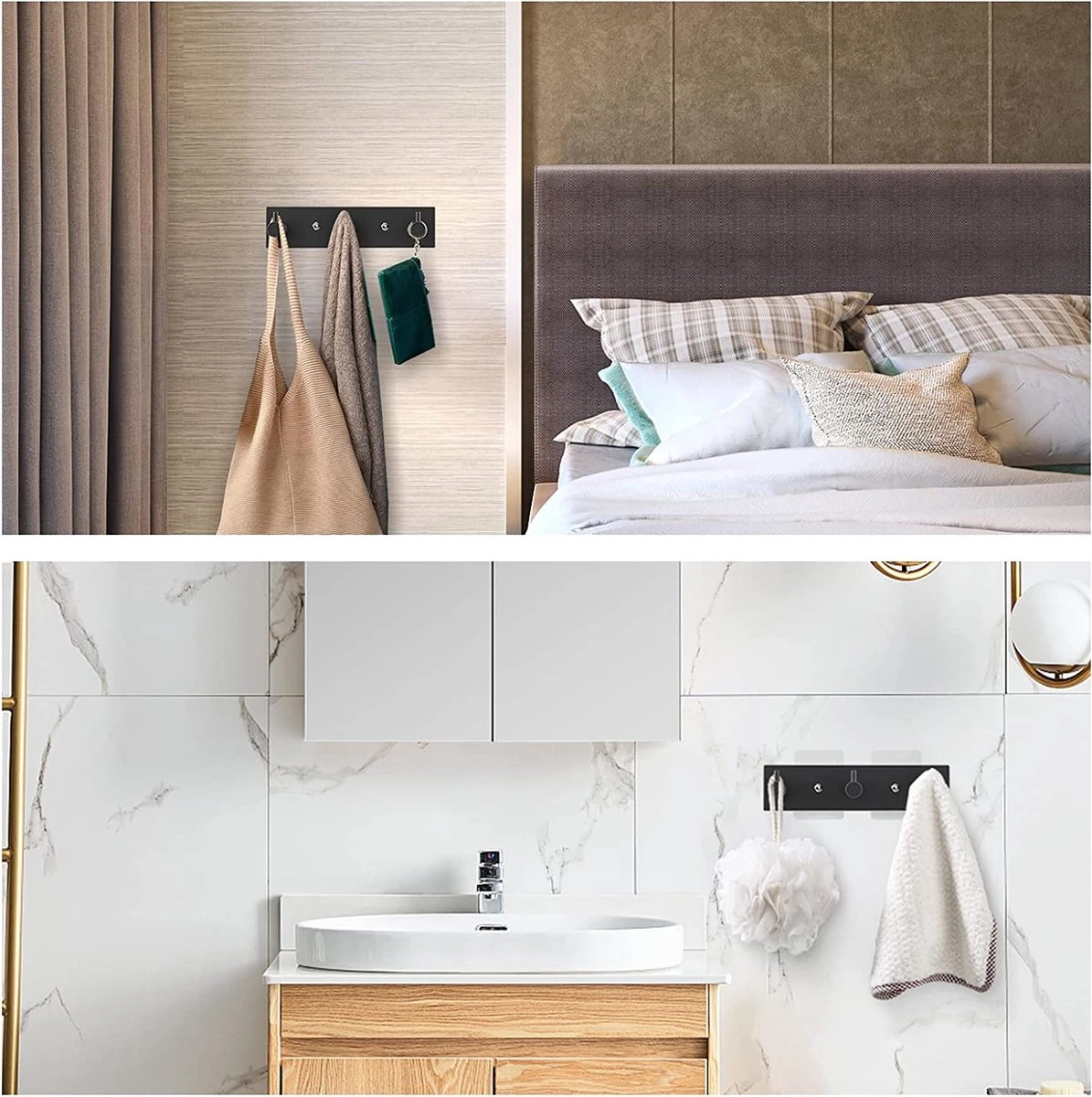 Merkloos Handdoekhaakjes - 3 In 1 Handdoekhaak - Wandhaak - Muurhaak - Zwart 8 Merkloos Handdoekhaakjes - 3 In 1 Handdoekhaak - Wandhaak - Muurhaak - Zwart - Afbeelding 6