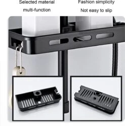 Merkloos Douchestang Opbergrek - Zonder Boren - Luxe - Zwart - Shampoohouder - Zeephouder - Opbergrek - Douche - Douchegelhouder -Badkamerartikelen Winkel 1195x1200 6