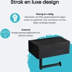 WC Rolhouder - Toiletrolhouder - Zwart - RVS - Zonder Boren - Met Plankje & Bakje - Inclusief Montagemateriaal - Toilet Accessoires - EJC Products 15 WC Rolhouder - Toiletrolhouder - Zwart - RVS - Zonder Boren - Met Plankje & Bakje - Inclusief Montagemateriaal - Toilet Accessoires - EJC Products -Badkamerartikelen Winkel 1196x1200