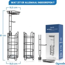 Ogoods Praktische WC Rolhouder – RVS Toiletrolhouder Staand – Rolhouder – Zonder Boren - Toiletrolstandaard - Zwart -Badkamerartikelen Winkel 1197x1200 1