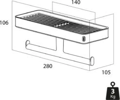 Tiger Carv - Toiletrolhouder Met Planchet - Zwart -Badkamerartikelen Winkel 1200x1008