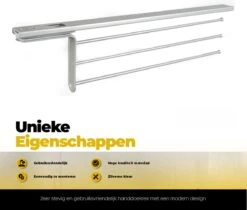 Eleganca Handdoekrek – Handdoekhouder – Handoekstang – Ideaal Voor In Keukenkastjes – Uittrekbaar – 39cm Tot 50cm – 3 Armen – Handdoekrek Badkamer – Inclusief Bevestigingsmateriaal – Handdoekhouder Keuken – Zilver -Badkamerartikelen Winkel 1200x1021 2