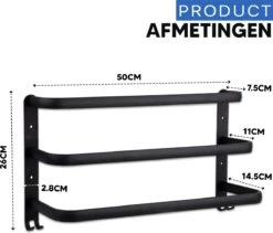 Qualux® Handdoekrek Inclusief Handdoek - 3 Stangen - Badkamer - Handdoekrek Zwart - Handdoekstang - Handdoekhouder - Handdoekenrek -Badkamerartikelen Winkel 1200x1025
