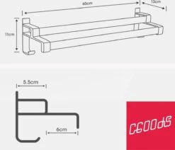 Merkloos Cgoods Handdoekrek Dubbele Stang Zonder Boren - Handdoekrek Badkamer - Handdoekhouder - Handdoekstang - 60CM -Badkamerartikelen Winkel 1200x1032