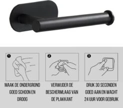 Toiletrolhouder Inclusief Handdoekhaak - Zonder Boren - Zelfklevend - Zwart - Staand -Badkamerartikelen Winkel 1200x1058
