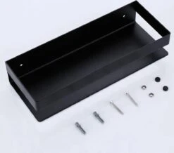 Merkloos Doucherek- Douchemand- Badkamerrek- Badkamer Organiser- Badkamer Organizer-Rekje Voor In De Douche- Badkamer Plank-Rekje Voor Shampoo- RVS- Zonder Boren- Zelfklevend- Rechthoek Vorm- Met Of Zonder Schroeven- Ophangbaar- Met Lijm- 20 Cm- Zwart -Badkamerartikelen Winkel 1200x1059 1