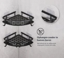 Doucherek Zonder Boren – Badkamer Accessoires – Doucherekje – Douchemand – RVS – Hoekrek – Hangend – Zwart – 2 Stuks -Badkamerartikelen Winkel 1200x1087 7