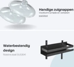 Doucherek Hangend - Ophangbaar Doucherek Matzwart - Twee Lagen - Badkamerrek - Doucherek Zonder Boren - 2 Laags - Badkamer Accessoires -Badkamerartikelen Winkel 1200x1099 2
