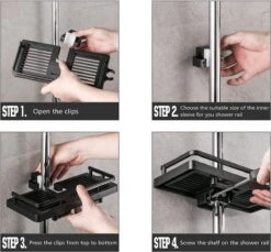 Merkloos Doucherek Zonder Boren Voor Douchestang Van 22 Tot 24 Mm – Doucherek Zwart – Doucherek Hangend – Badkamer Organizer – Douche Organizer - Doucherekje - Doucherekje Zonder Boren - Shampo Organizer -Badkamerartikelen Winkel 1200x1112 1